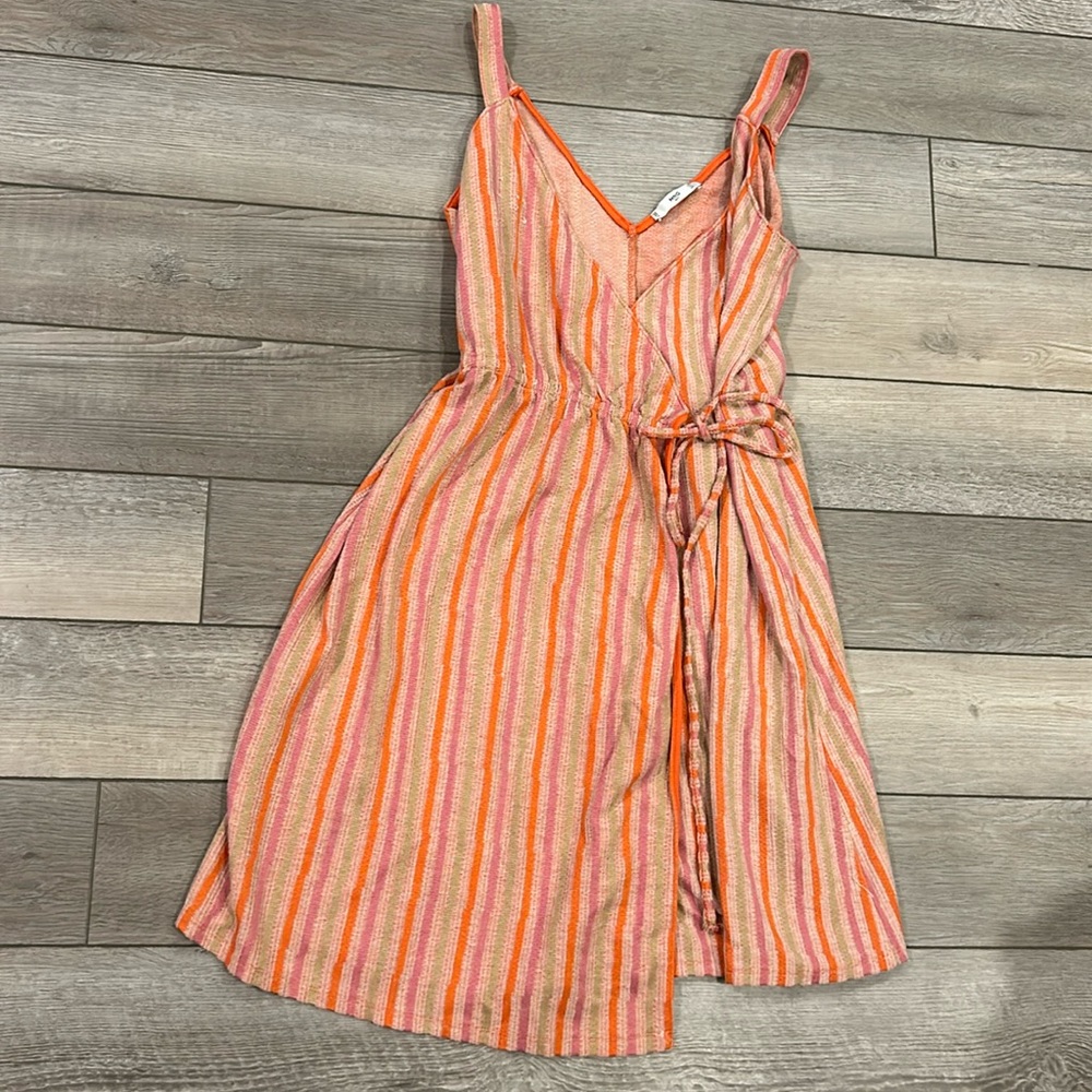 Mango size L mini dress pink and orange stripes